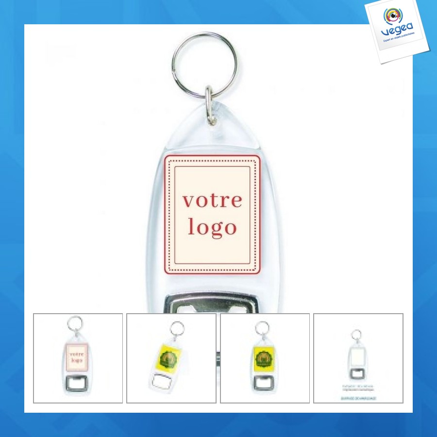 Porte-clés décapsuleur personnalisé translucide
