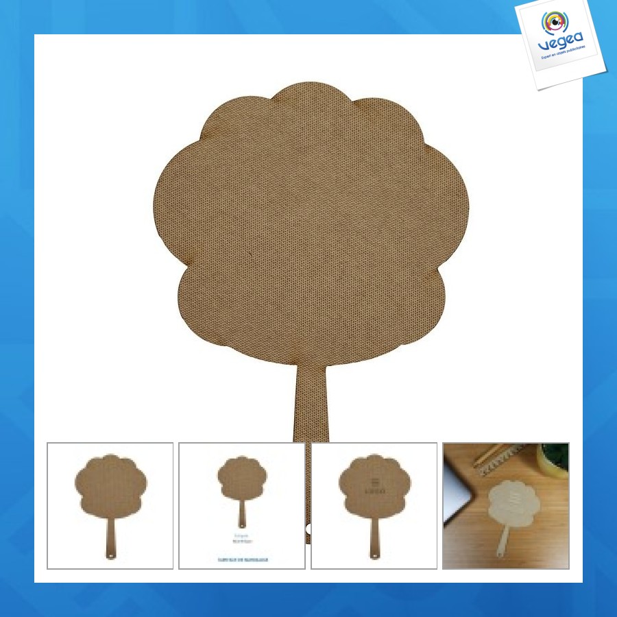 éventail avec logo arbre bois