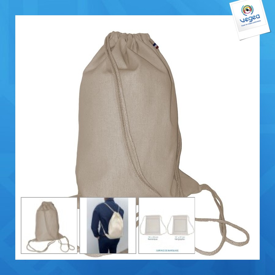 Sac à dos publicitaire bio ecru