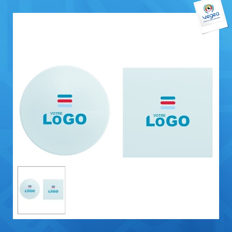 Sticker avec logo de sol brillant rond/carre blanc - 30x30cm