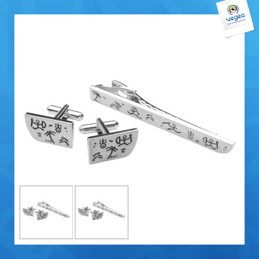 Tahiti set de boutons de manchette et de pinces à cravate