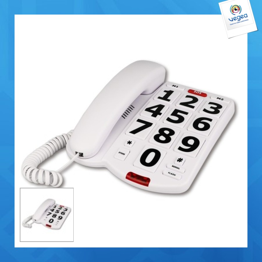 Téléphone grandes touches, touche sos