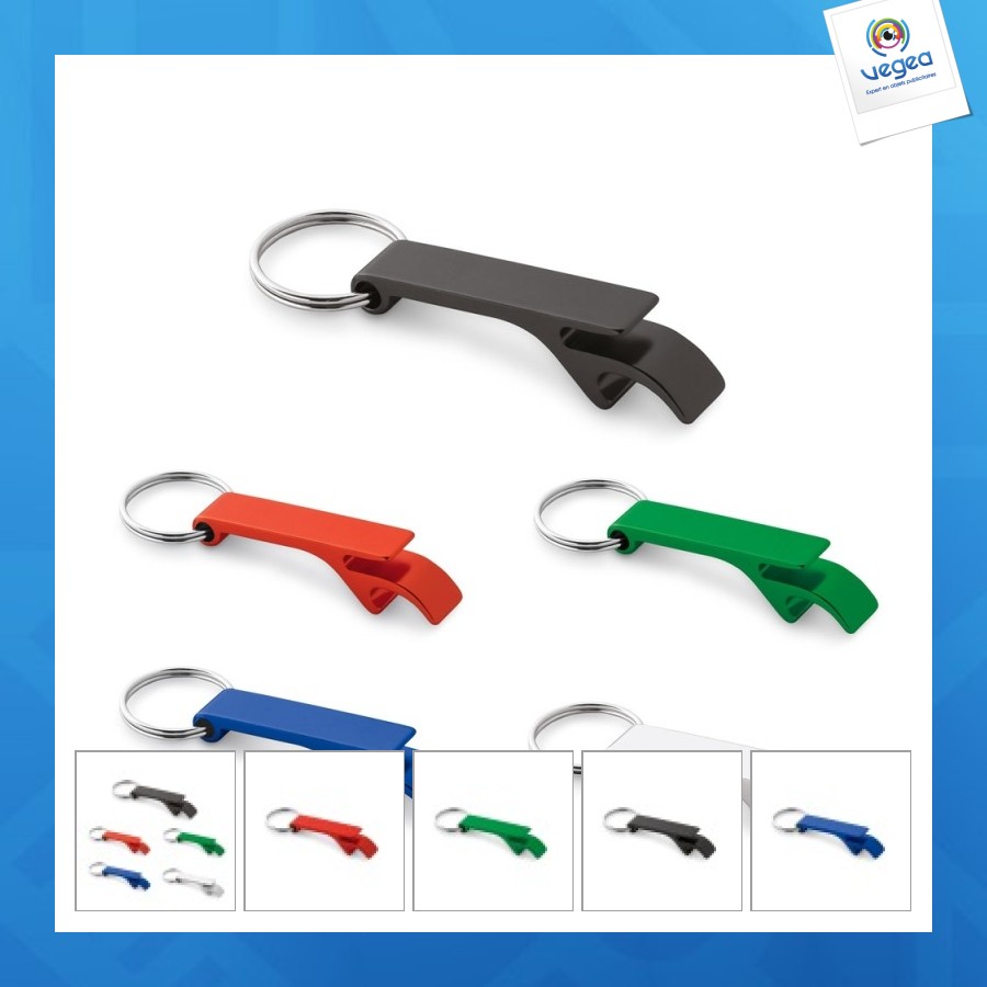 Porte-clés avec décapsuleur promotionnel en aluminium recyclé