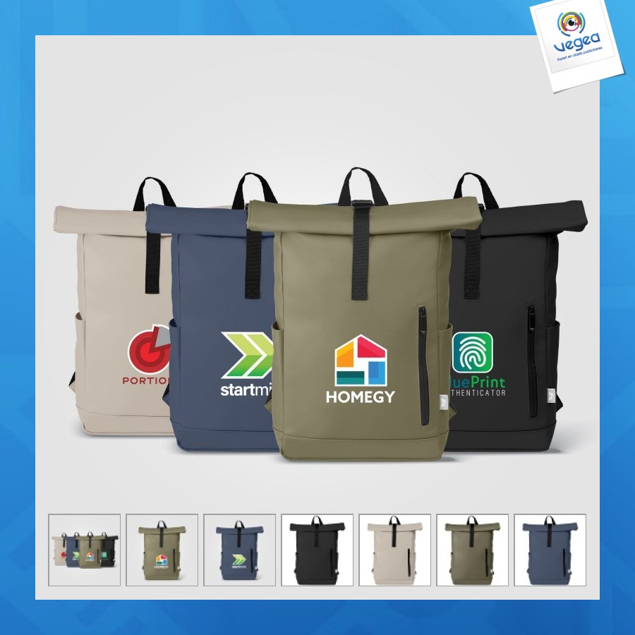 Sac à dos recyclé publicitaire imperméable à roulettes sérigraphie