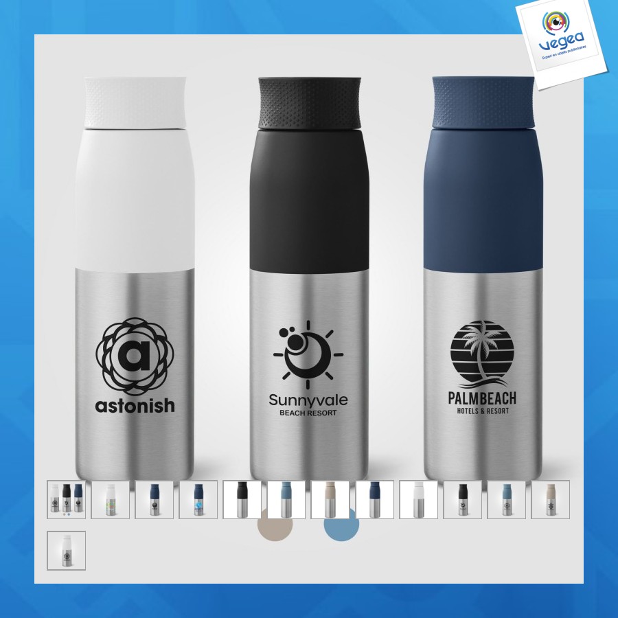Bouteille borealis à couvercle à torsion en acier inoxydable recyclé - 650 ml colour jet