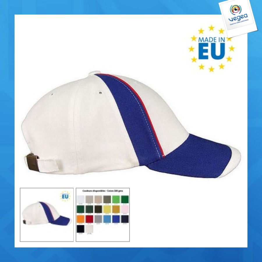 Casquette personnalisable baseball 6 pans adulte