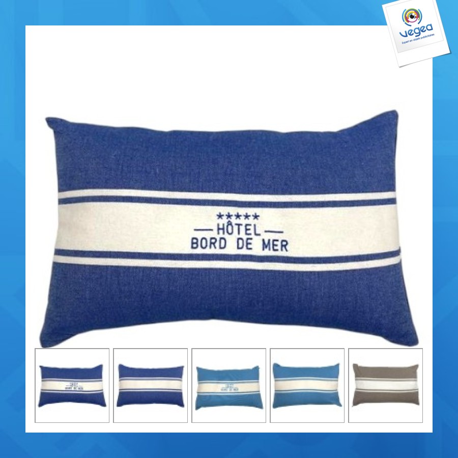 Coussin publicitaire de plage toile de fouta 30x50cm
