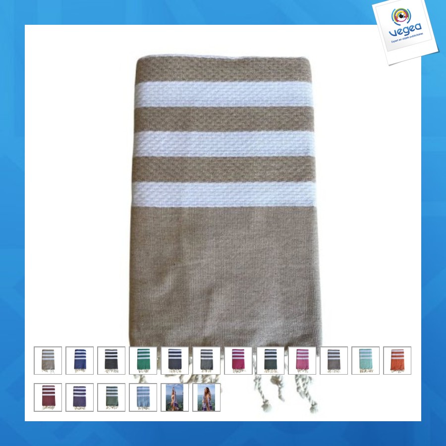 Fouta nid d'abeille avec logo 5/5 coton recyclé 200x100cm