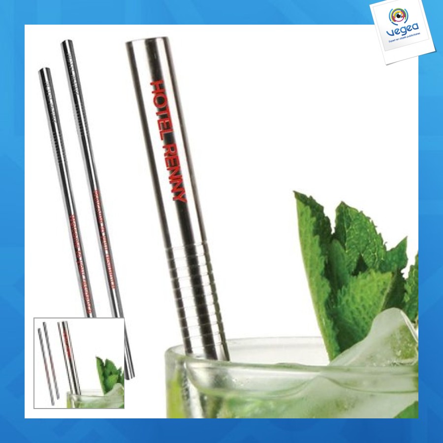 Paille publicitaire en acier inoxydable