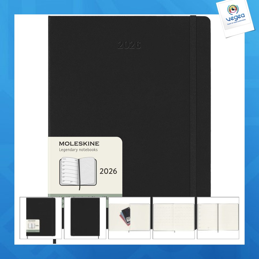 Agenda xl hebdomadaire 12 mois moleskine publicitaire à couverture rigide