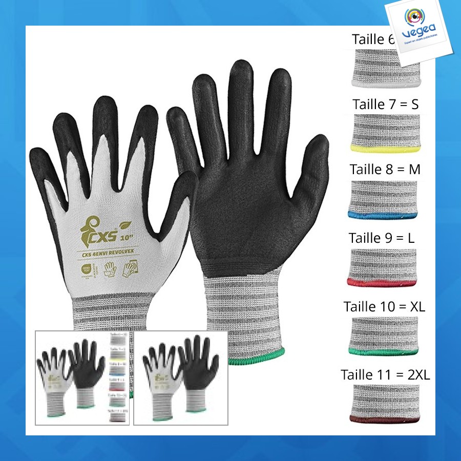 Gants de travail avec logo recyclés cxs