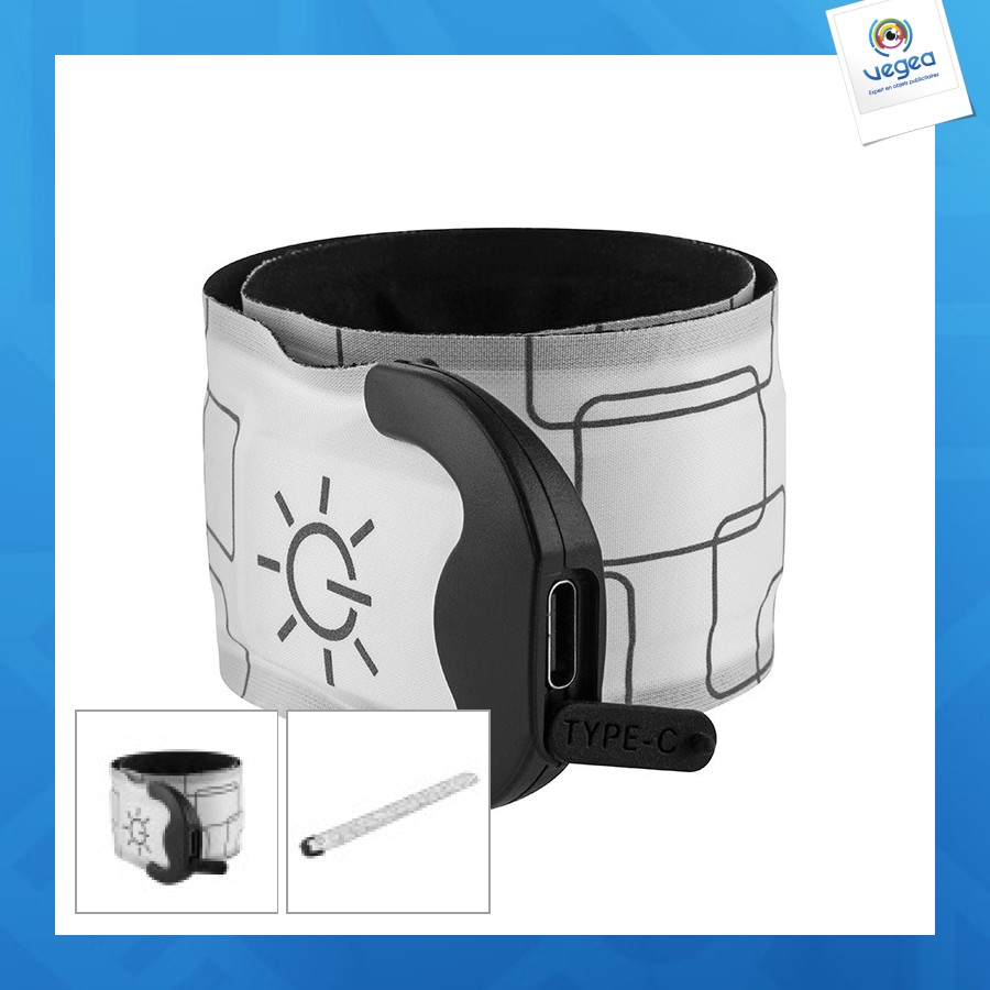 Bracelet personnalisé slap led rechargeable metmaxx