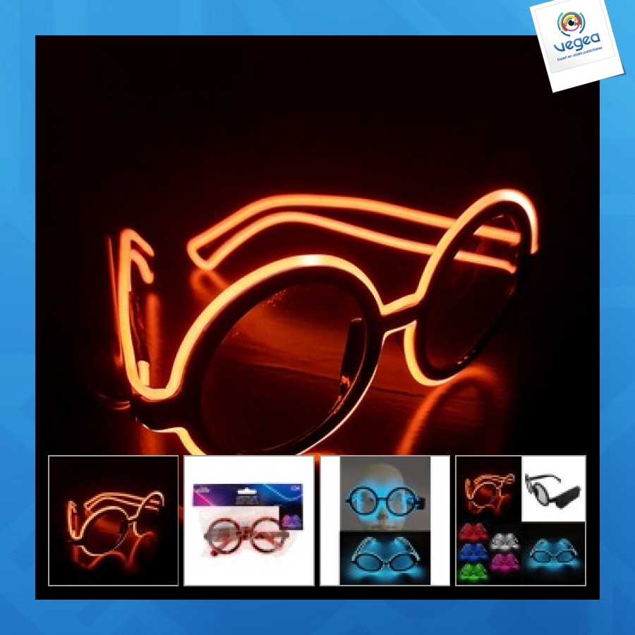 Lunette personnalisable led ronde 6 coloris assortis