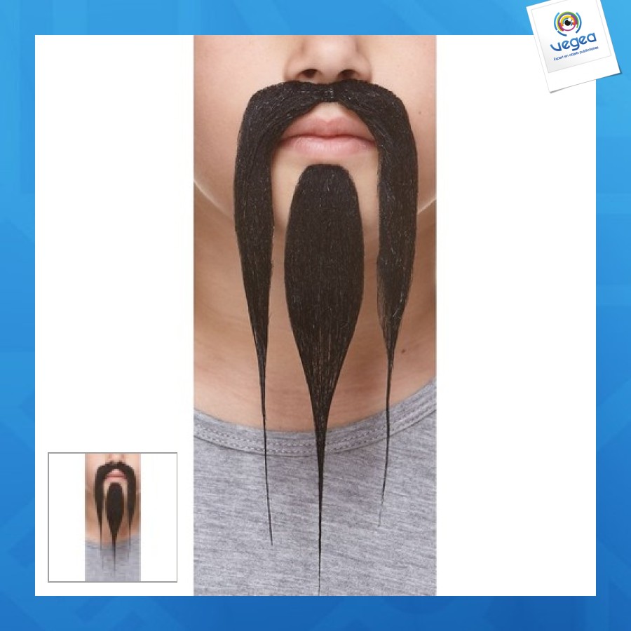 Moustache chinois longue enfant - noir brillant