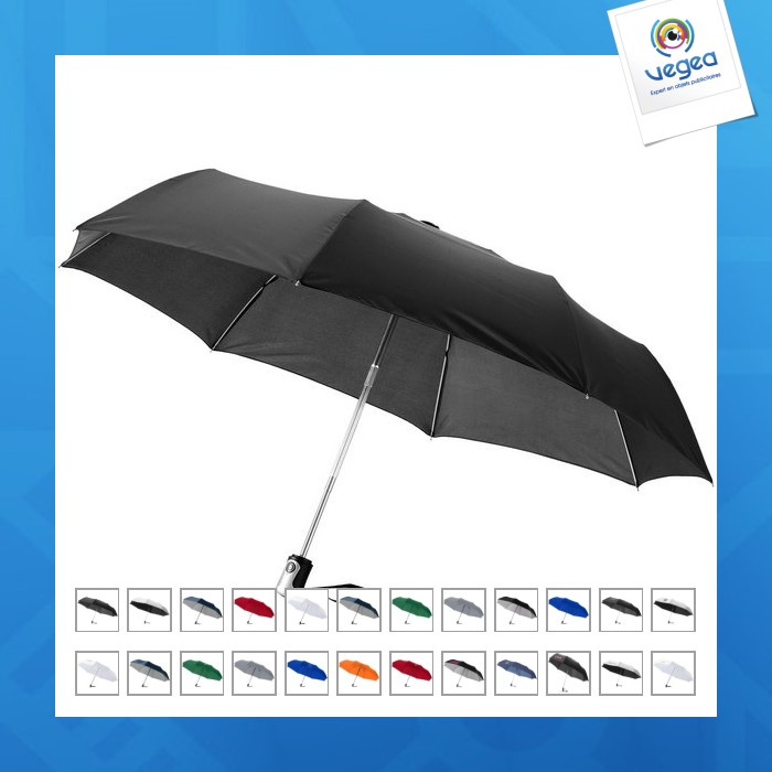 Parapluie publicitaire 21.5 3 sections ouverture fermeture automatique alex