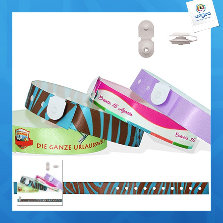 Bracelets en satin avec fermeture bouton en vinyle à pression st tropez