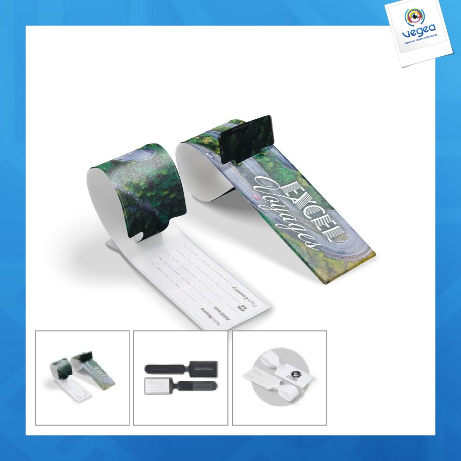 étiquette à bagage personnalisée en pvc recyclé - puht sérigraphie 1 couleur 1 face