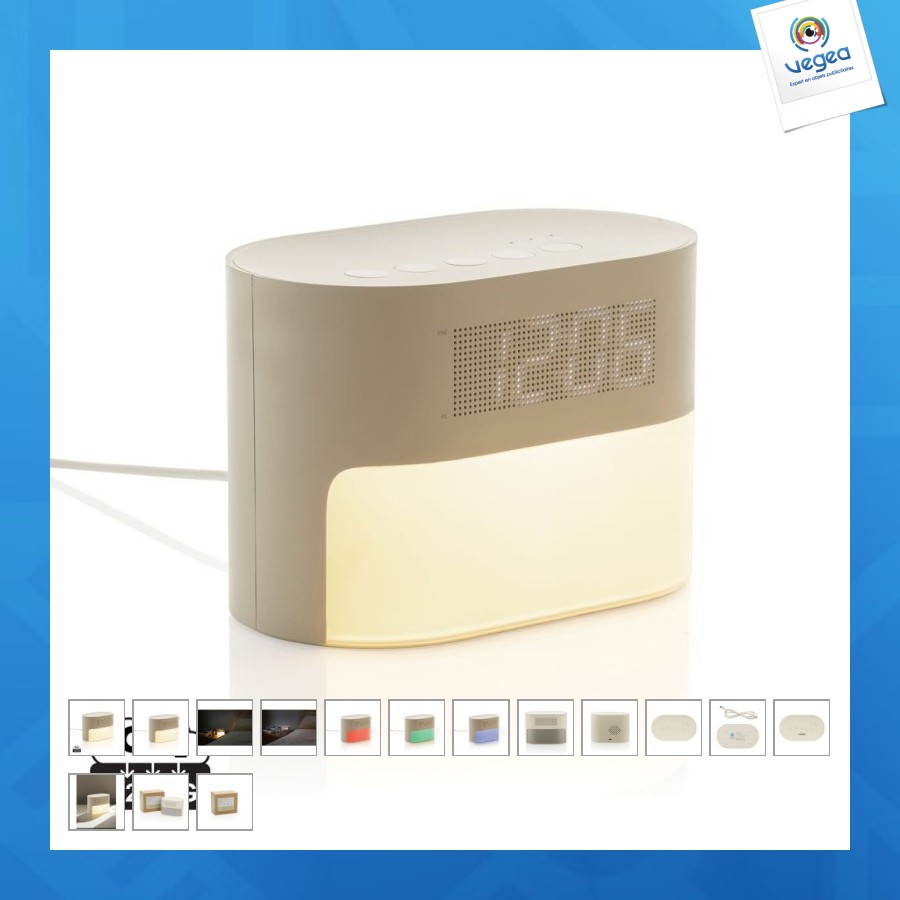 Réveil personnalisable à bruit blanc en plastique recyclé rcs lumarise