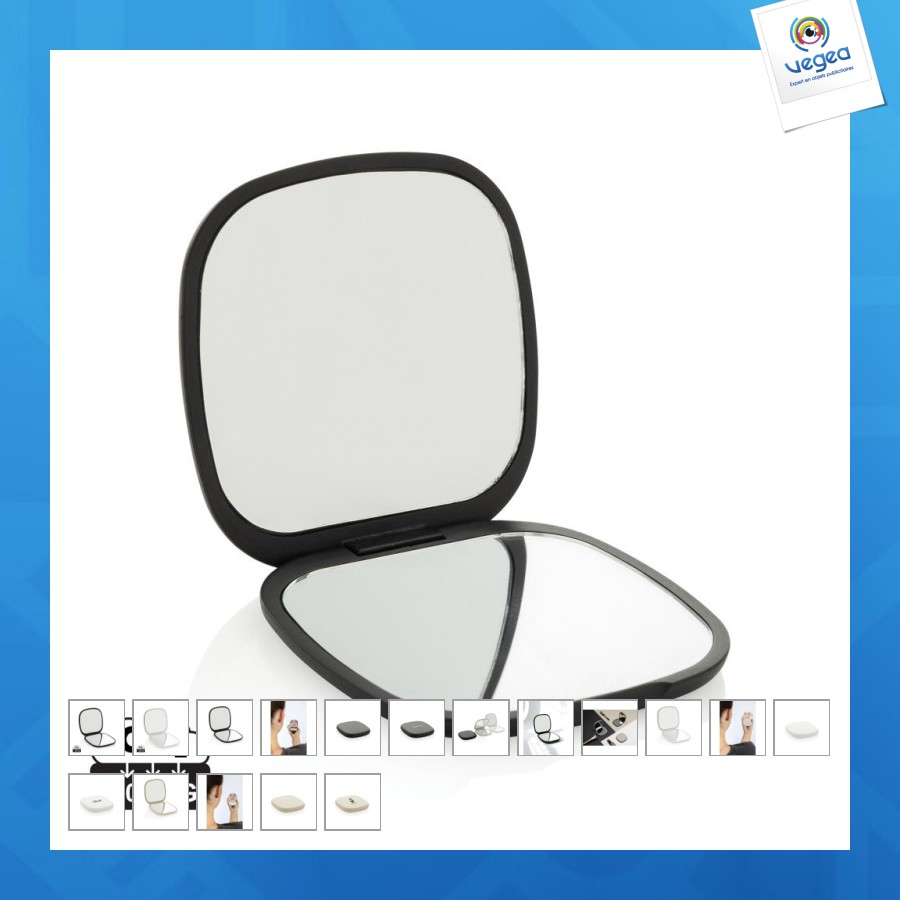 Double miroir de poche avec logo en plastique recyclé rcs
