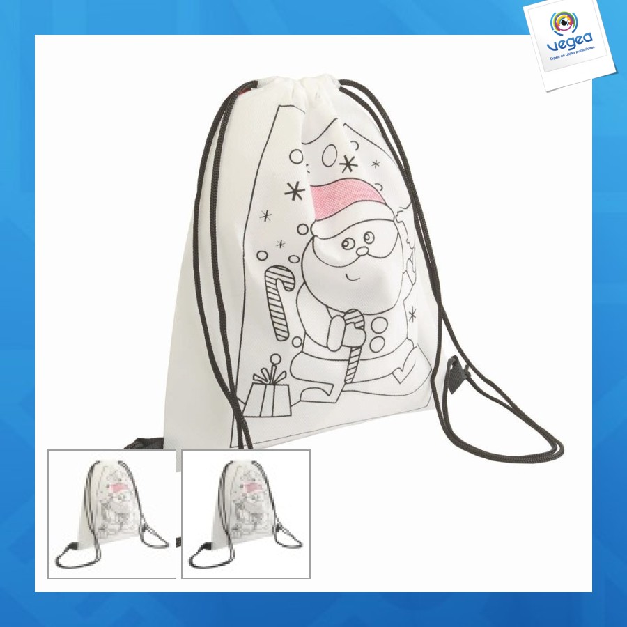 Set de 5 crayons de couleur avec logo en cire de forme cylindrique, dans un mini sac à dos coloré