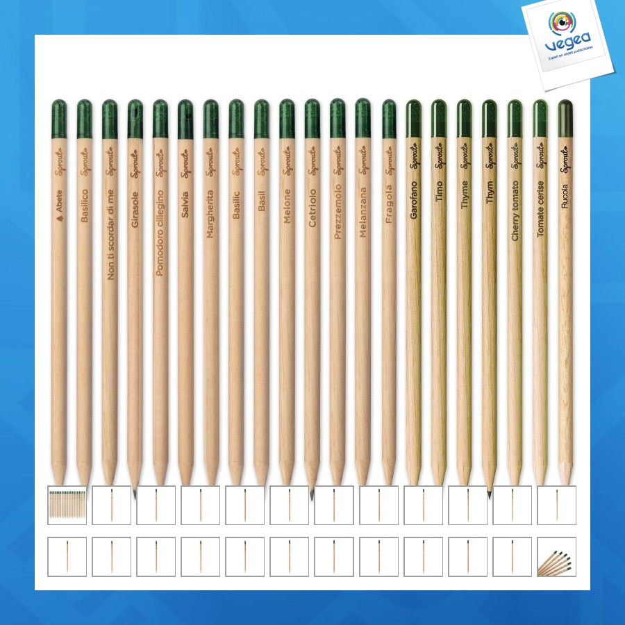Crayon publicitaire sprout en bois durable avec mine graphite. plantable après utilisation