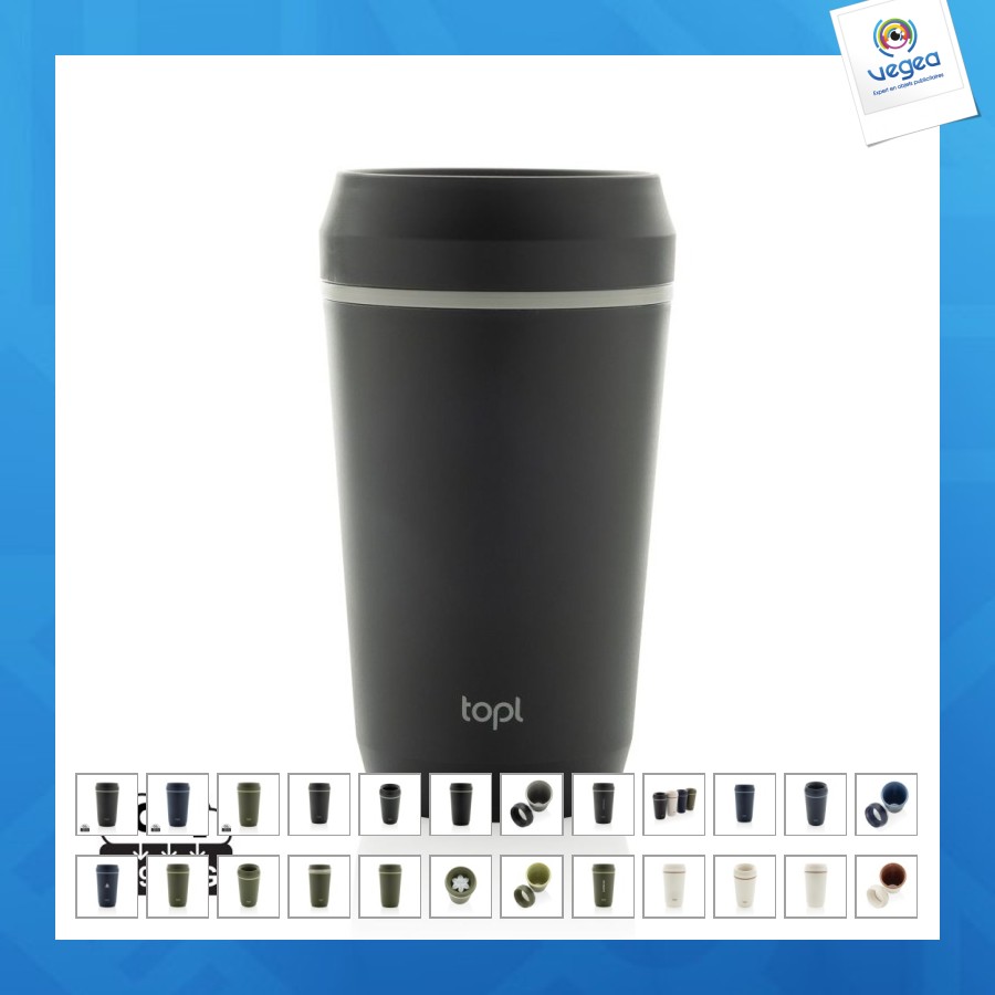 Mug personnalisé 354ml avec couvercle 360 en plastique recyclé topl