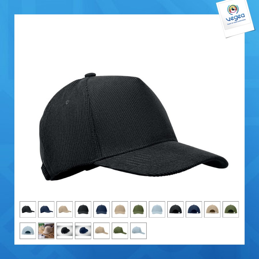 Casquette publicitaire 5 pans en velours