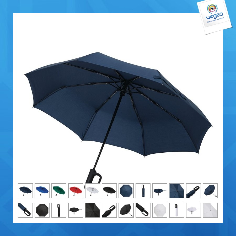 Parapluie publicitaire de poche anti tempête ouverture et fermeture automatique