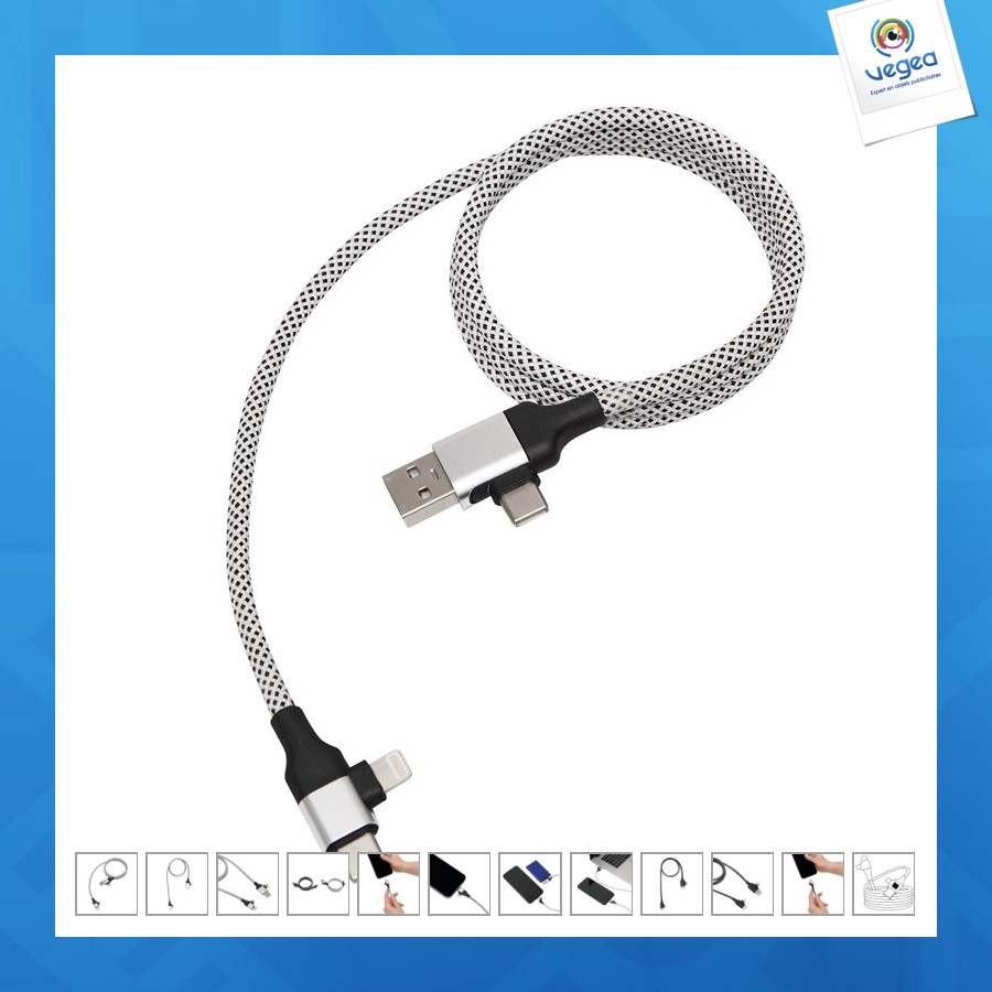 Câble de charge publicitaire et de données