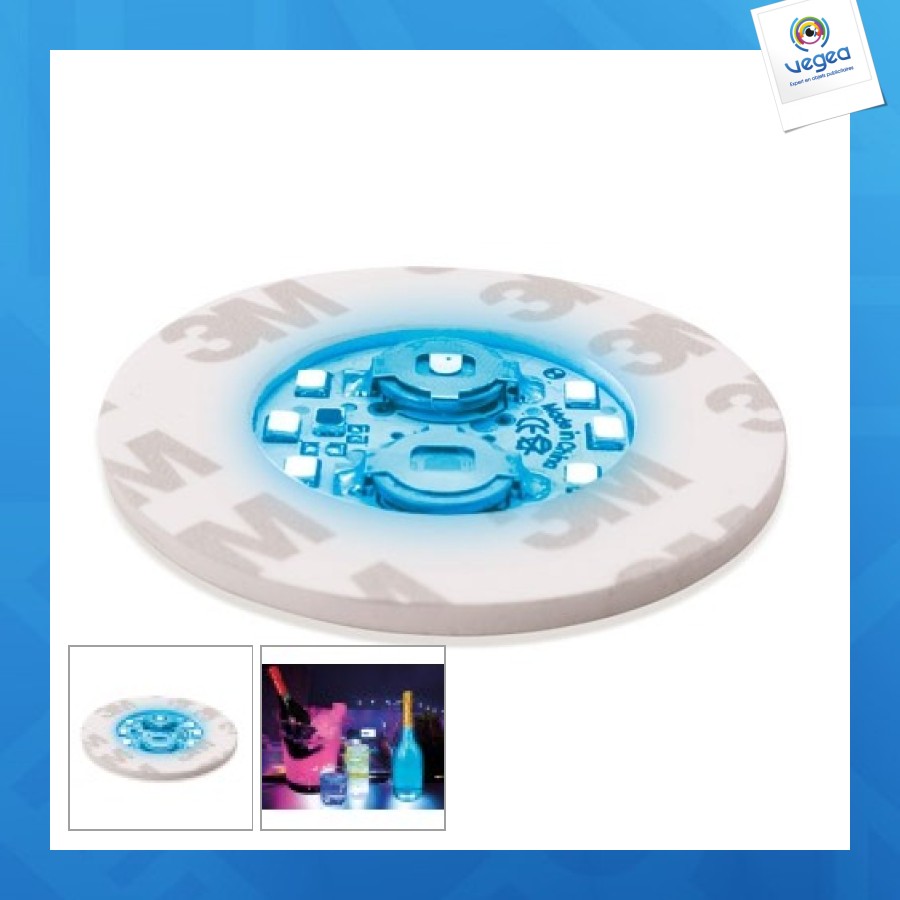 Dessous de verre autocollant lumineux 4 couleurs