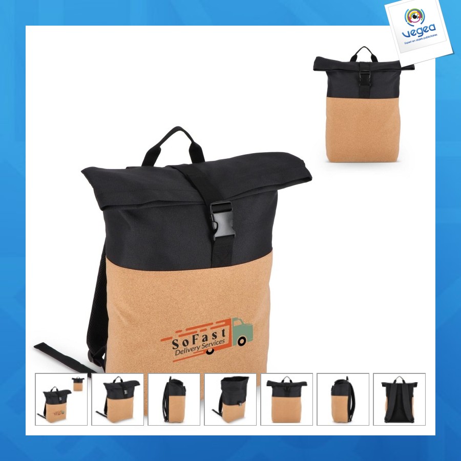 Sac à dos à roulettes en liège et rpet 18l