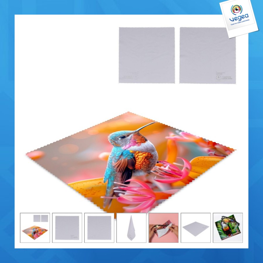 Chiffon de nettoyage personnalisable en microfibre rpet 15x15cm sublimation