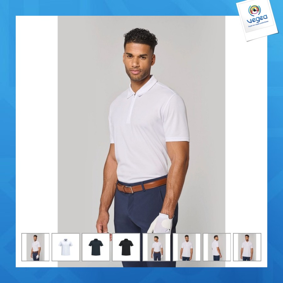 Polo avec logo de sport col 1/4 zip homme