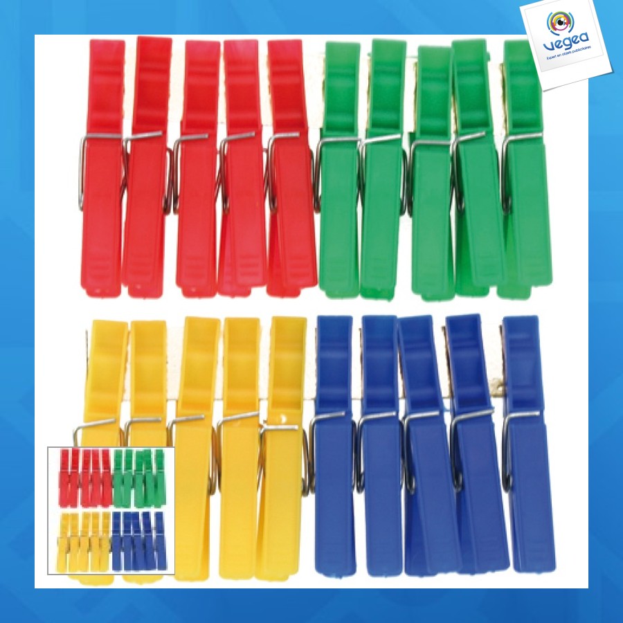 Pince à linge personnalisée 20 par 7x1cm couleur assorti