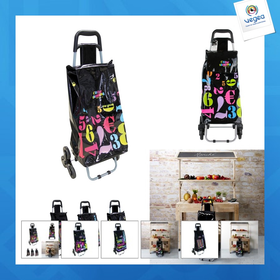 Chariot publicitaire shopping 6 roues code shopping, 3-fois ass