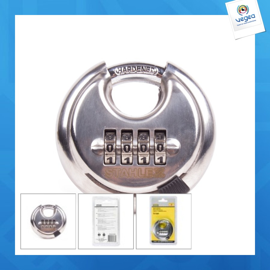 Cadenas à combinaison avec logo 70mm rond