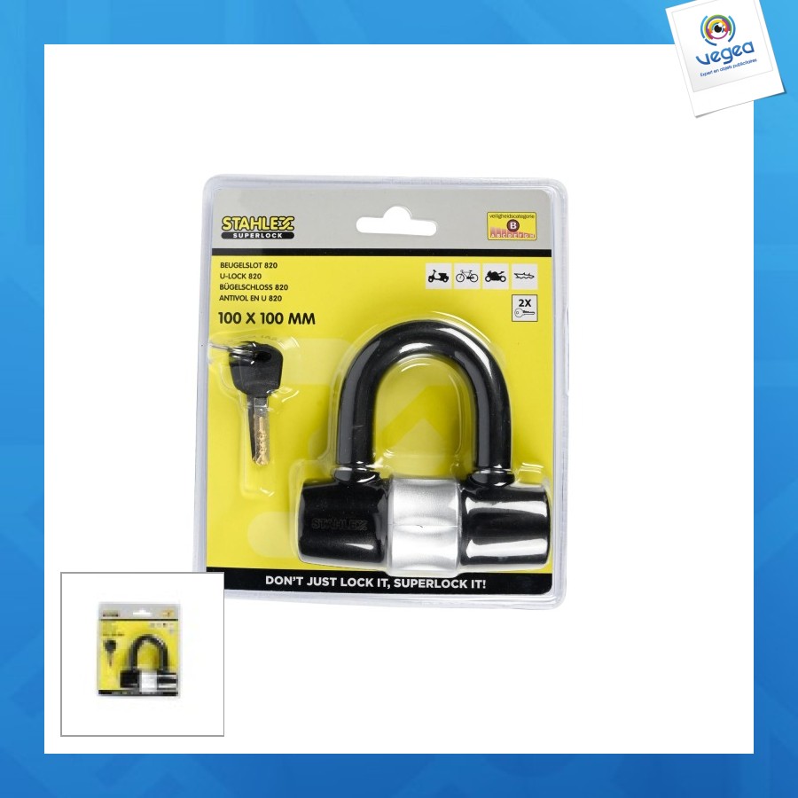 Antivol personnalisable en u 820 100x100mm compact