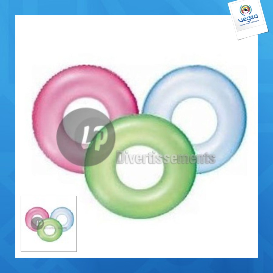Bouée gonflable avec logo géante fluo givrée mix 91cm