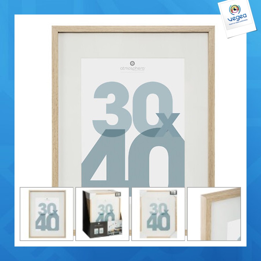 Cadre photo personnalisable naturel manu 30x40 dis, beige