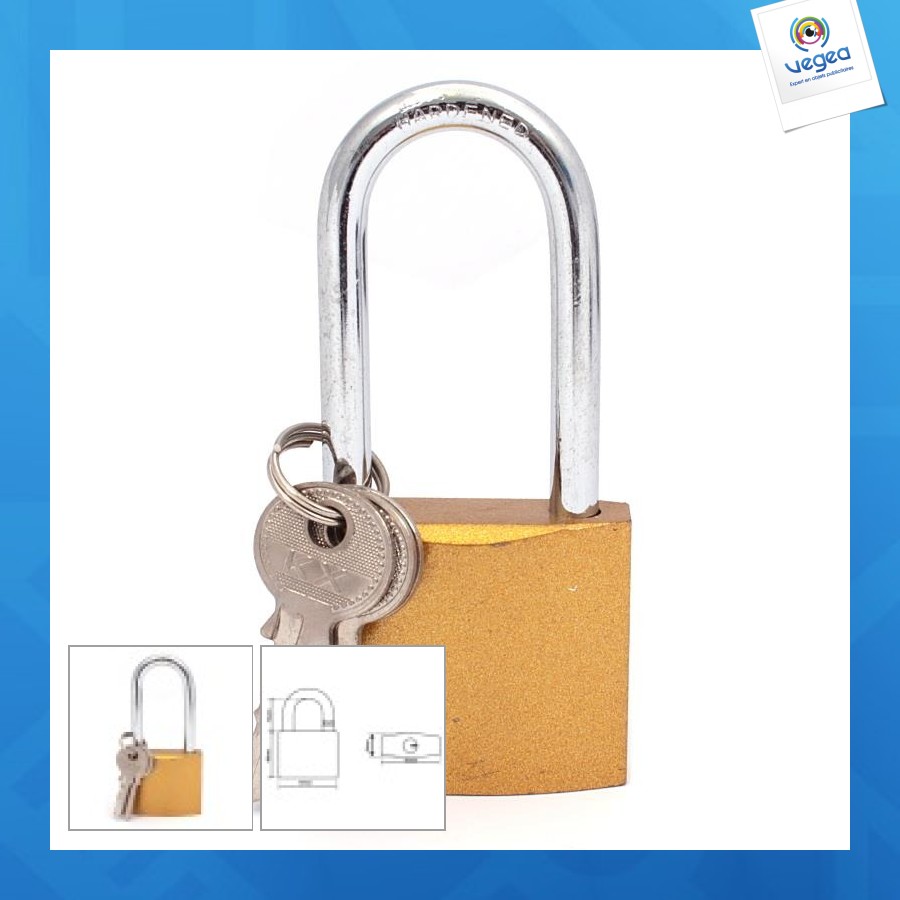 Cadenas publicitaire en fonte de 60mm avec poignée à loquet
