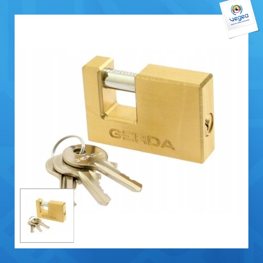 Cadenas avec logo en laiton avec bâton gerda 65mm