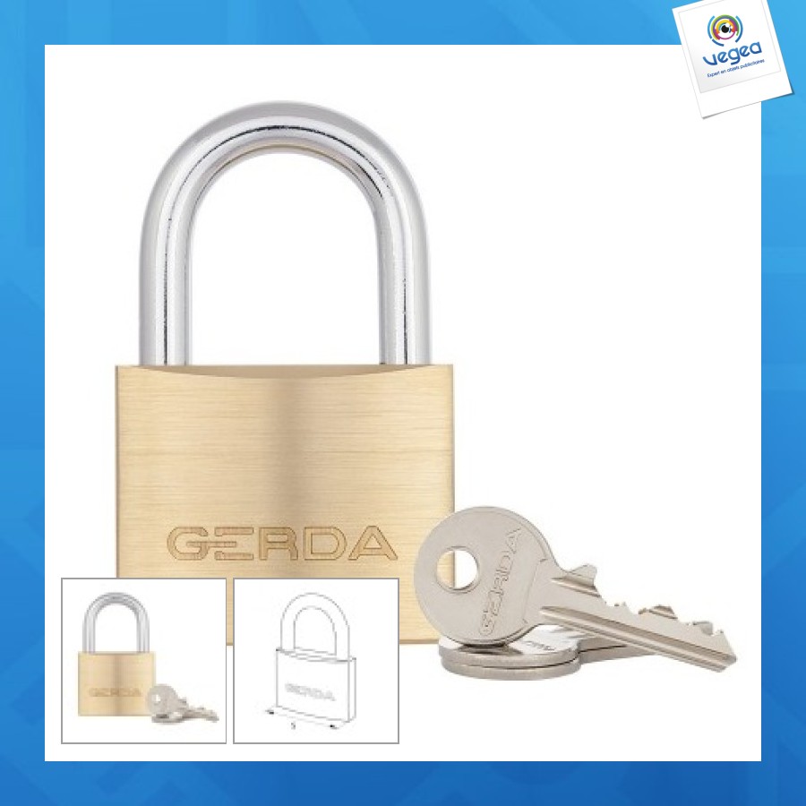 Cadenas personnalisable en laiton gerda 20mm avec manille