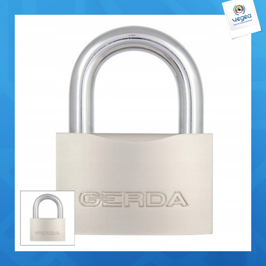 Cadenas personnalisable renforcé 60mm laiton gerda 3 clés