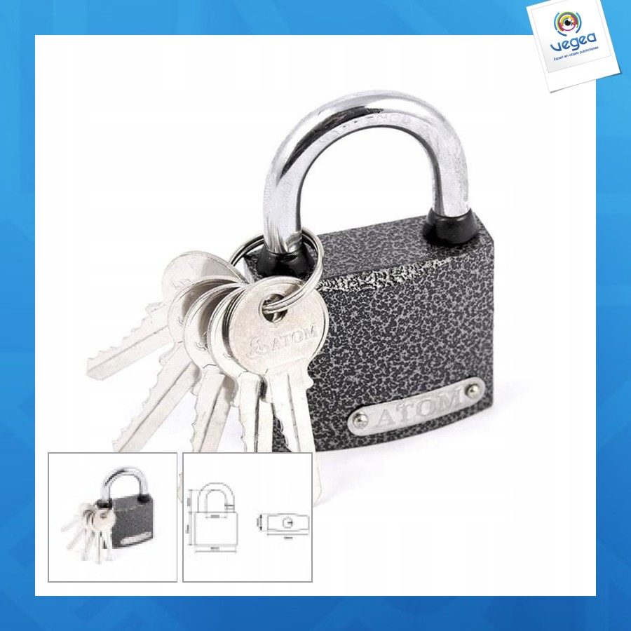 Cadenas avec logo en fonte épaisseur 40mm atome 5 touches joint