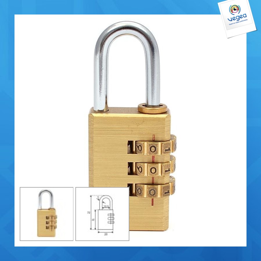 Cadenas pour cadenas à combinaison publicitaire chiffre 28mm