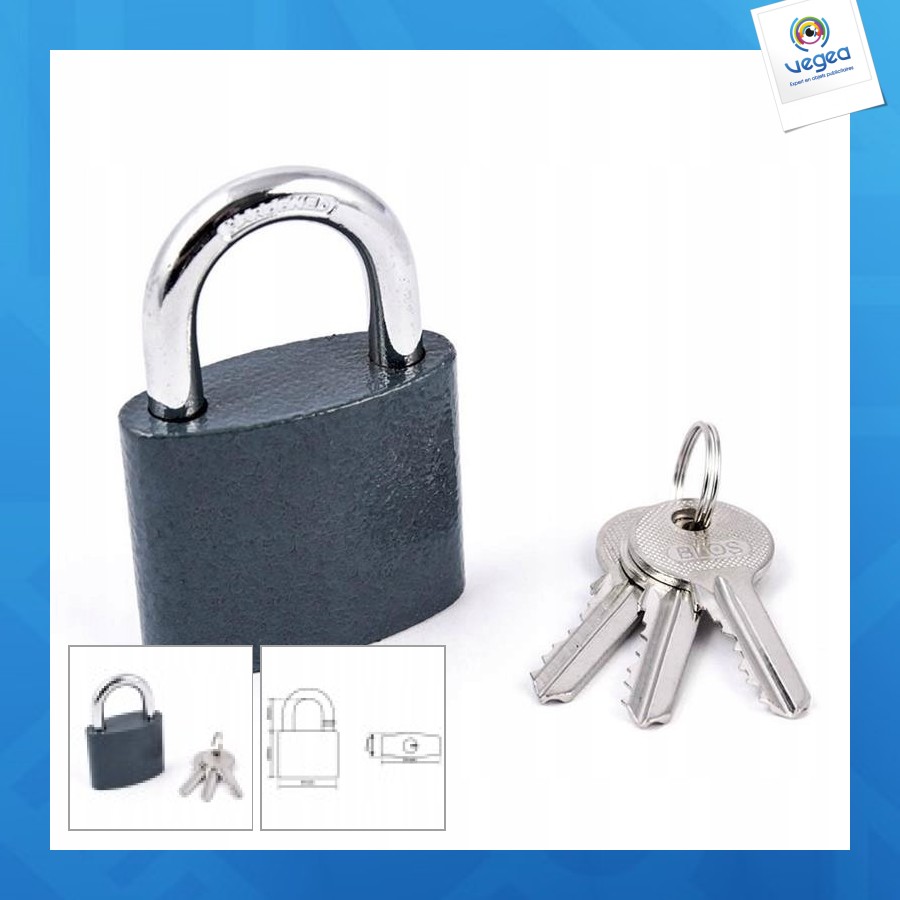 Cadenas personnalisable en fer verni blos 60mm clés