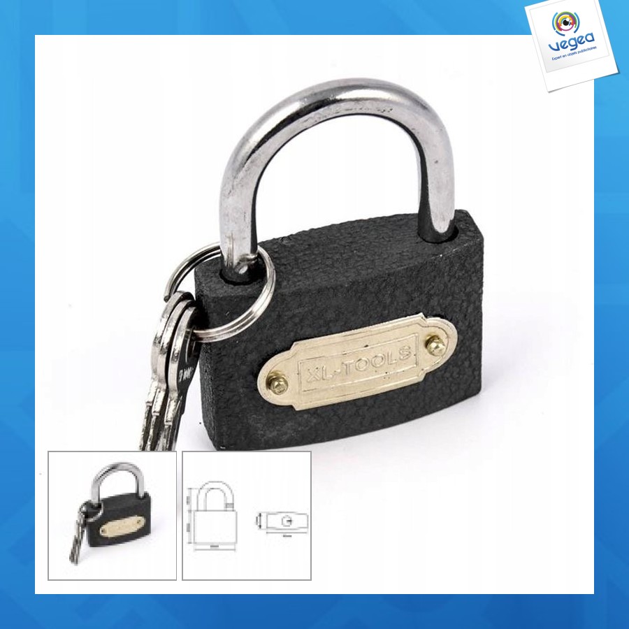Cadenas promotionnel universel en fonte trempée de 30mm, noir