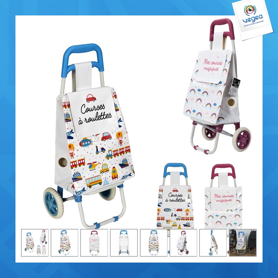 Chariot publicitaire shopping pvc enfant, 2-fois assorti