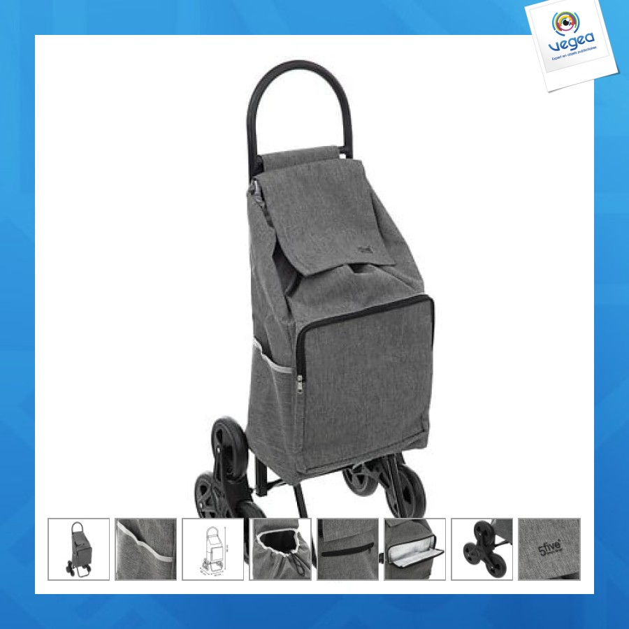 Chariot publicitaire 6roues metal gris nomade, gris