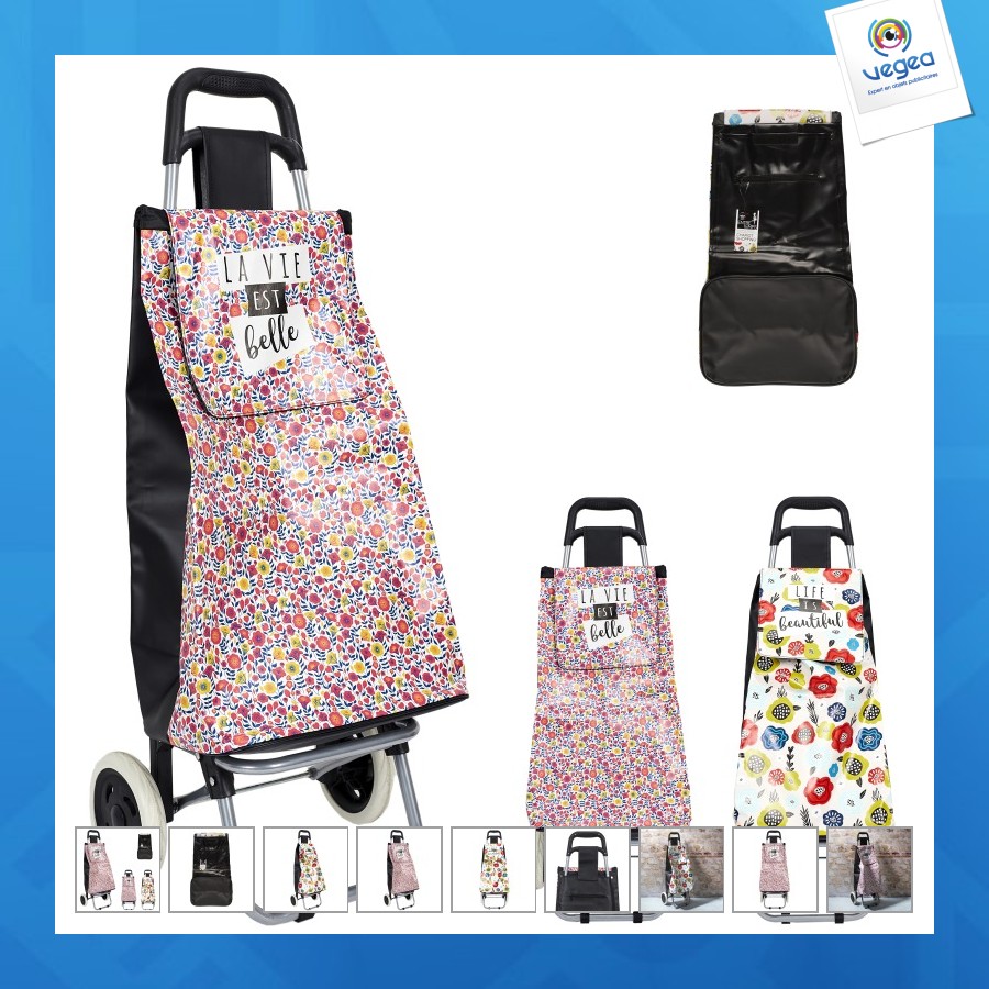 Chariot publicitaire shopping pvc 2 roues liberty, 2-fois assor